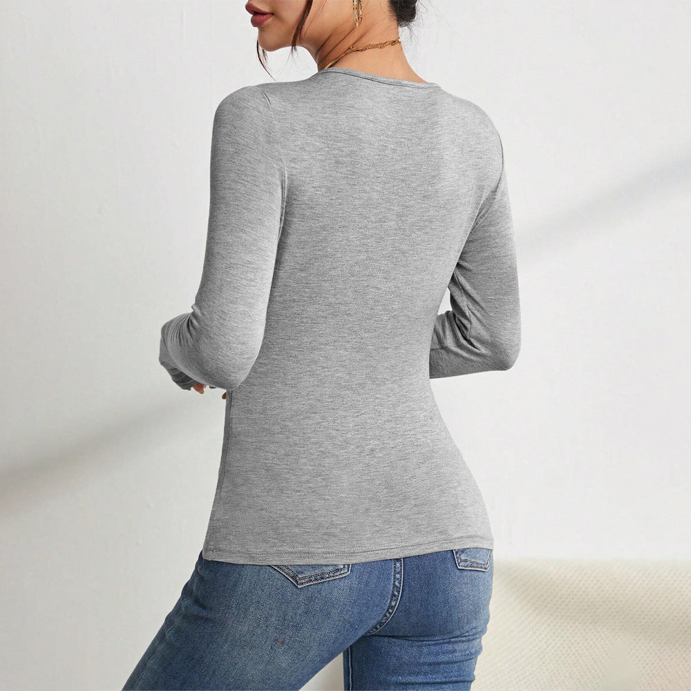 women's minimalist design square neck t shirt slim and versatile autumn and winter base layer women's minimalist design square neck t shirt slim and versatile autumn and winter base layer