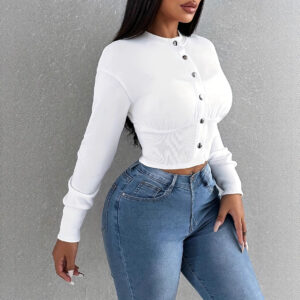 women's single breasted daily long sleeve casual jacket