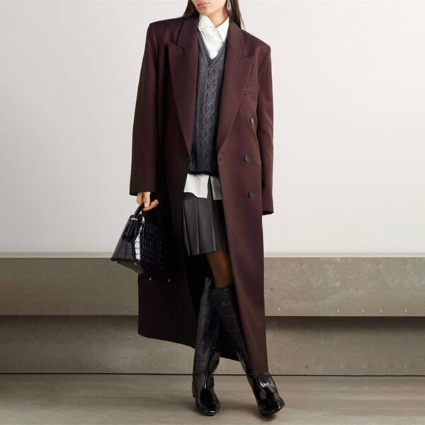 Pure Color All-matching Angola Red Long-cut Coat - Fashion Designer