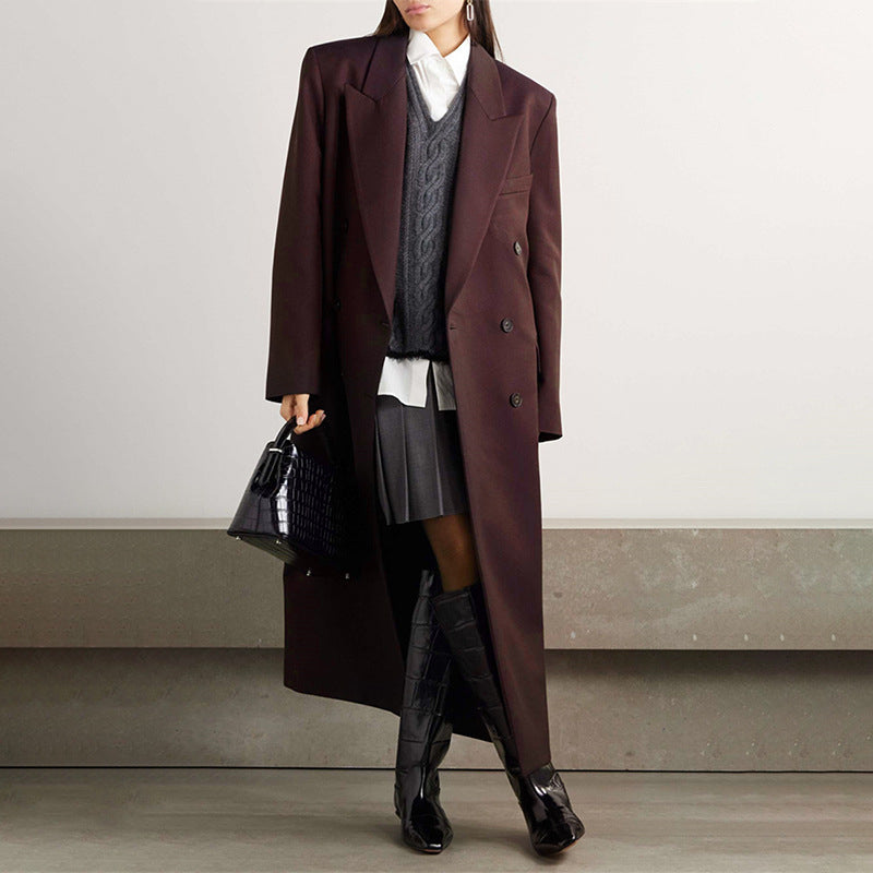 pure color all matching angola red long cut coat pure color all matching angola red long cut coat