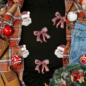 black colored santa claus bow t shirt