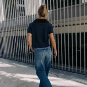 2025 new european and american style fashion women's wear animal print neckline knitted short sleeve