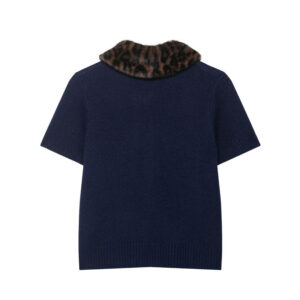 2025 new european and american style fashion women's wear animal print neckline knitted short sleeve