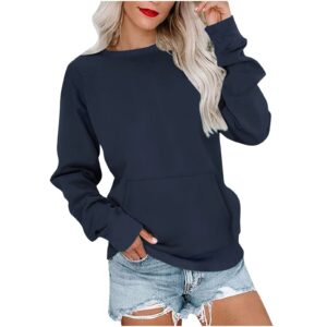 women's pin solid color round neck loose long sleeved sweater