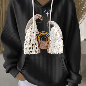 women's casual loose fashion waffle round neck sweatshirt