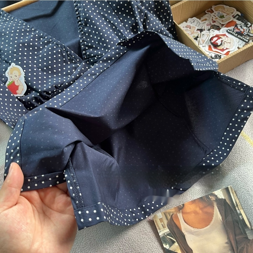 Navy Blue Polka Dot V-neck Tight Waist Outerwear Top 1ad9cc0a 4dbf 421c B306 8487ad59c8fa Trans