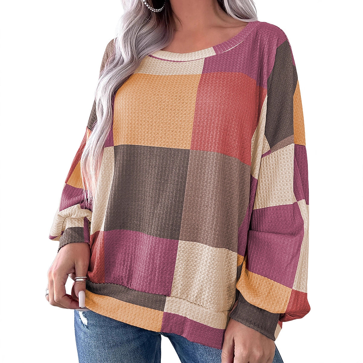 women's casual versatile color blocked round neck sweatshirt women's casual versatile color blocked round neck sweatshirt