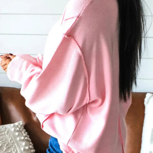 women's solid color design round neck drop shoulder long sleeve sweatshirt