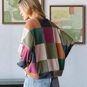 women's casual versatile color blocked round neck sweatshirt