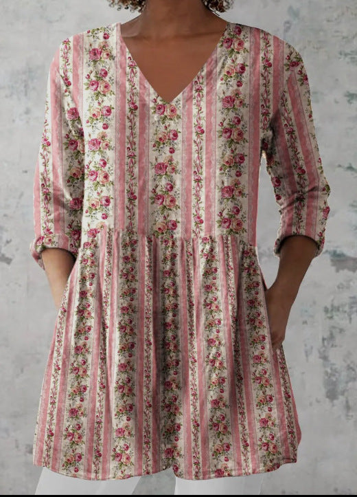 women's loose and comfortable digital printed round neck short sleeved top women's loose and comfortable digital printed round neck short sleeved top