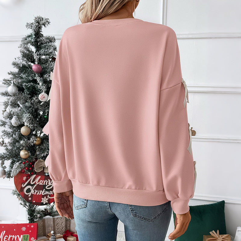 sweet bow decorated long sleeve sweatshirt sweet bow decorated long sleeve sweatshirt