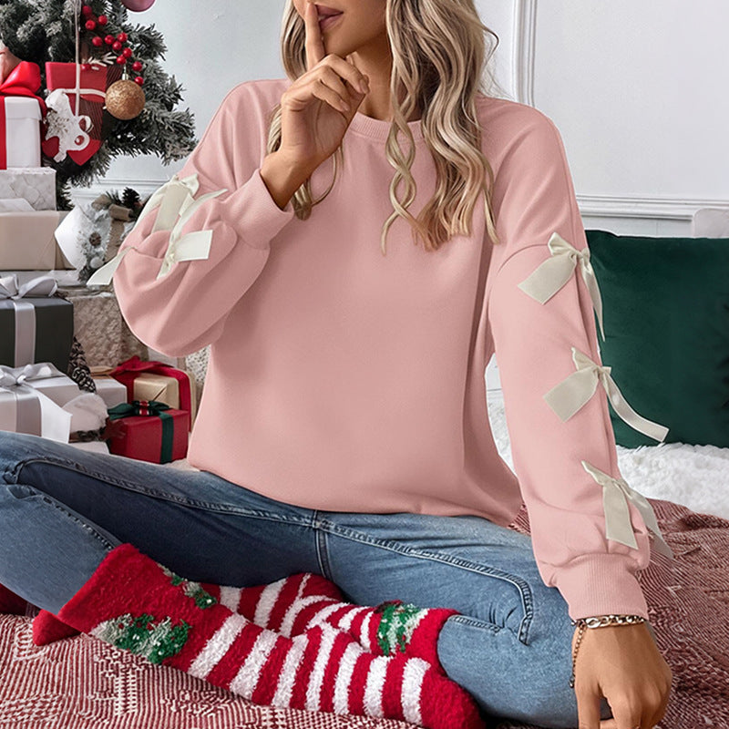 sweet bow decorated long sleeve sweatshirt sweet bow decorated long sleeve sweatshirt
