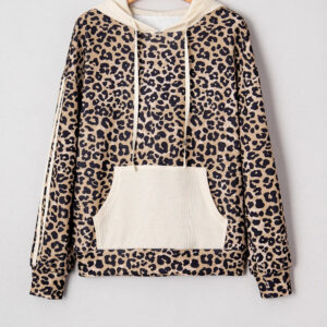 women's loose retro leopard print hooded sweatshirt