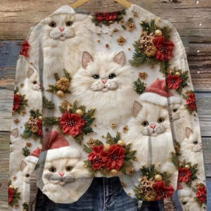 women's pullover christmas pattern round neck sweatshirt