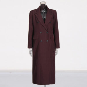 pure color all matching angola red long cut coat