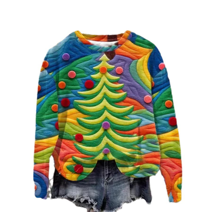 Women's Versatile Christmas 3D Digital Print Sweatshirt 26821c0e 511d 405d 9c0c 0e852ba58f18