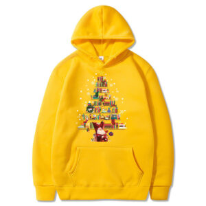 printed pocket hooded long sleeve sweatshirt for men and women