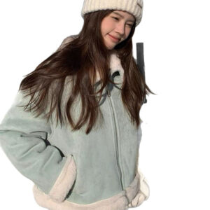 new deerskin velvet composite turn down collar coat women's thickened