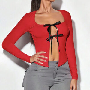 unique design sense t shirt sexy style red top women