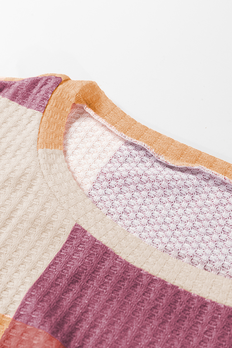 Women's Casual Versatile Color-blocked Round Neck Sweatshirt 303a6cf2 D348 4eda 9270 Af0536fcc348