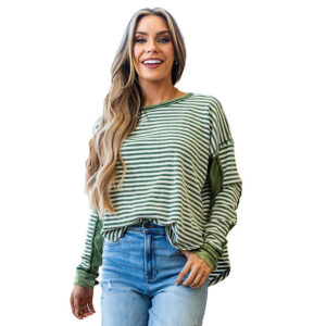 women's leisure pullover all matching striped top