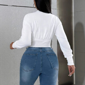 women's single breasted daily long sleeve casual jacket