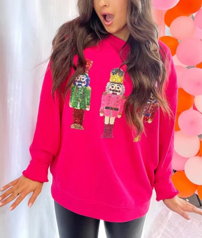 women's casual all matching printed autumn and winter round neck sweater women's casual all matching printed autumn and winter round neck sweater