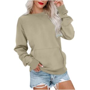 women's pin solid color round neck loose long sleeved sweater