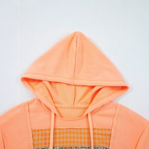 retro plaid hooded women's contrast color sweatshirt