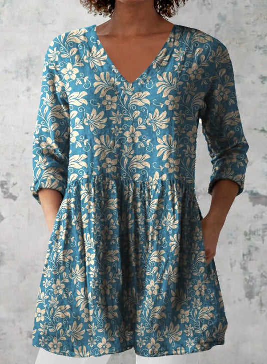 women's loose and comfortable digital printed round neck short sleeved top women's loose and comfortable digital printed round neck short sleeved top