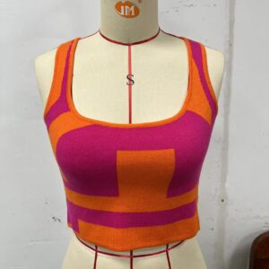 new women's spring and summer contrast color sexy u collar camisole