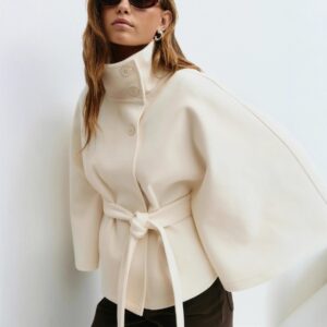 women's solid color stand collar trench coat