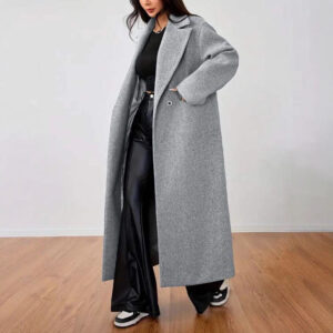 women's wool coat fashion long sleeve lapel long coat