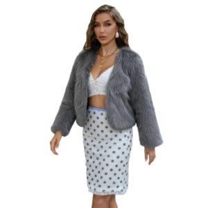 women's fur trimmed elegant lady coat