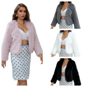 women's fur trimmed elegant lady coat