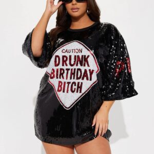 sequins glitter letter embroidery loose t shirt skirt