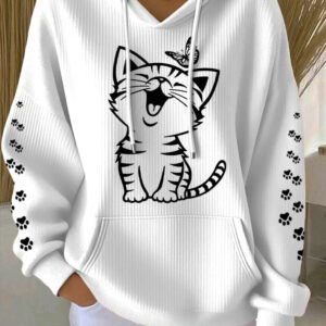 women's 3d printed casual waffle hoodie