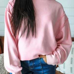 women's solid color design round neck drop shoulder long sleeve sweatshirt