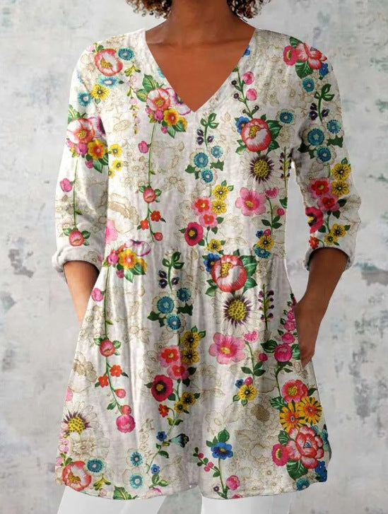 women's loose and comfortable digital printed round neck short sleeved top women's loose and comfortable digital printed round neck short sleeved top