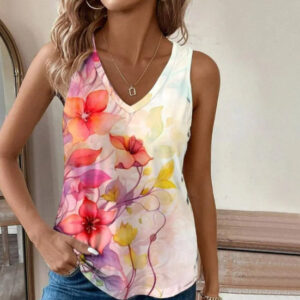women's youthful floral print sleeveless tank top