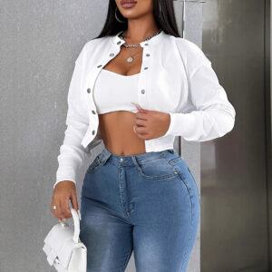 women's single breasted daily long sleeve casual jacket