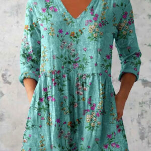 women's loose and comfortable digital printed round neck short sleeved top