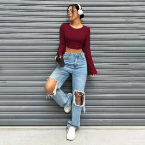 women's fashion trend t shirt autumn winter street style slim fit short top