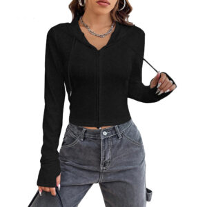 street style design zip up cardigan long sleeve women's top