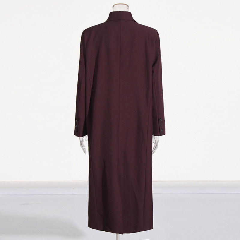 pure color all matching angola red long cut coat pure color all matching angola red long cut coat