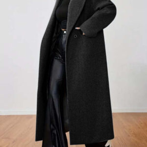 women's wool coat fashion long sleeve lapel long coat