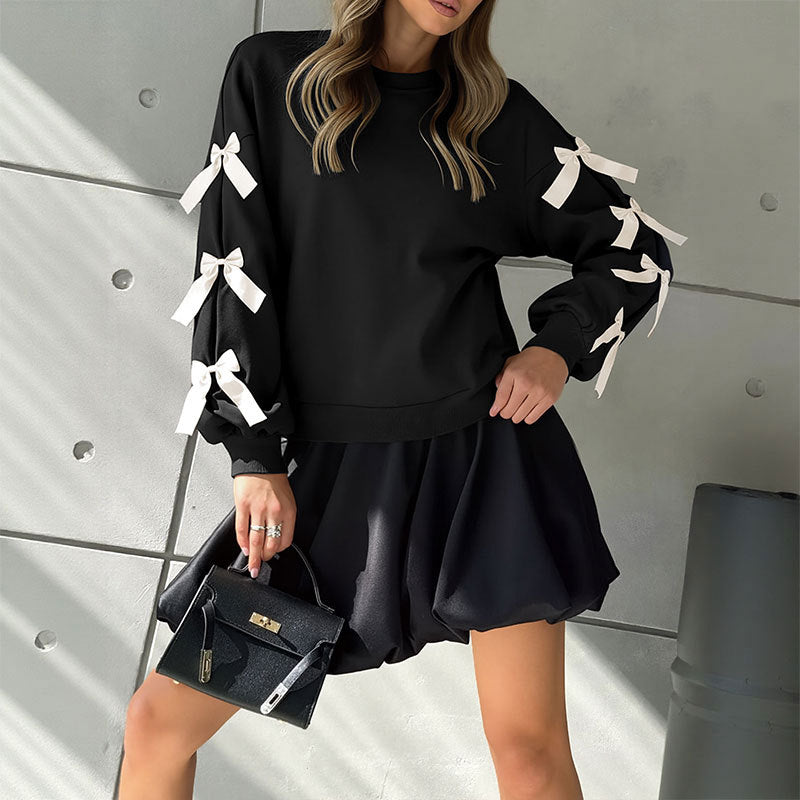 sweet bow decorated long sleeve sweatshirt sweet bow decorated long sleeve sweatshirt