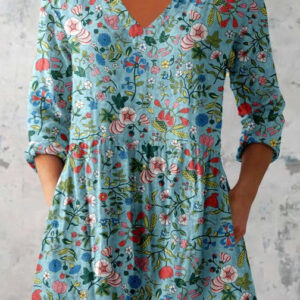 women's loose and comfortable digital printed round neck short sleeved top