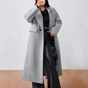 women's wool coat fashion long sleeve lapel long coat