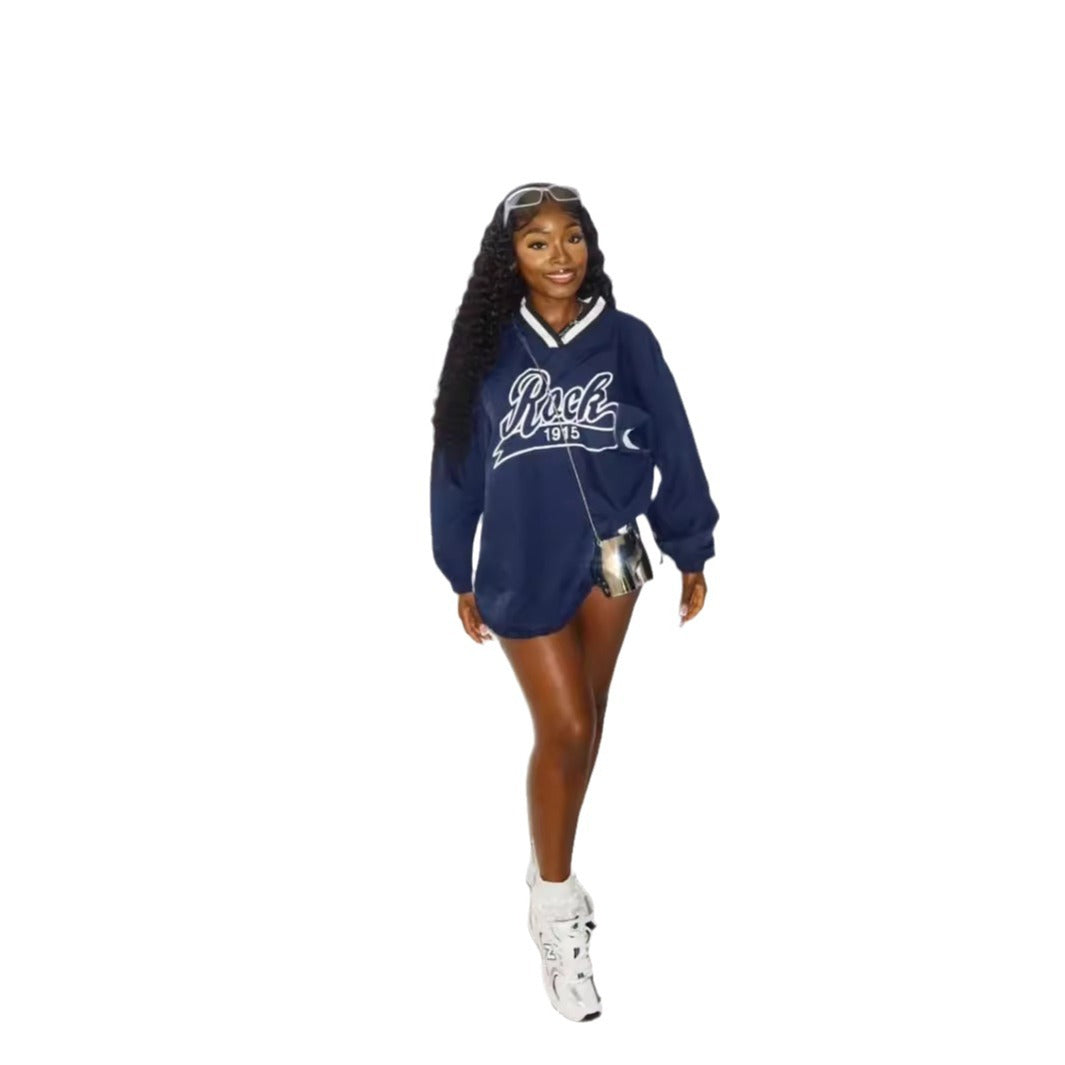 women's letter print color block loose sweatshirt women's letter print color block loose sweatshirt